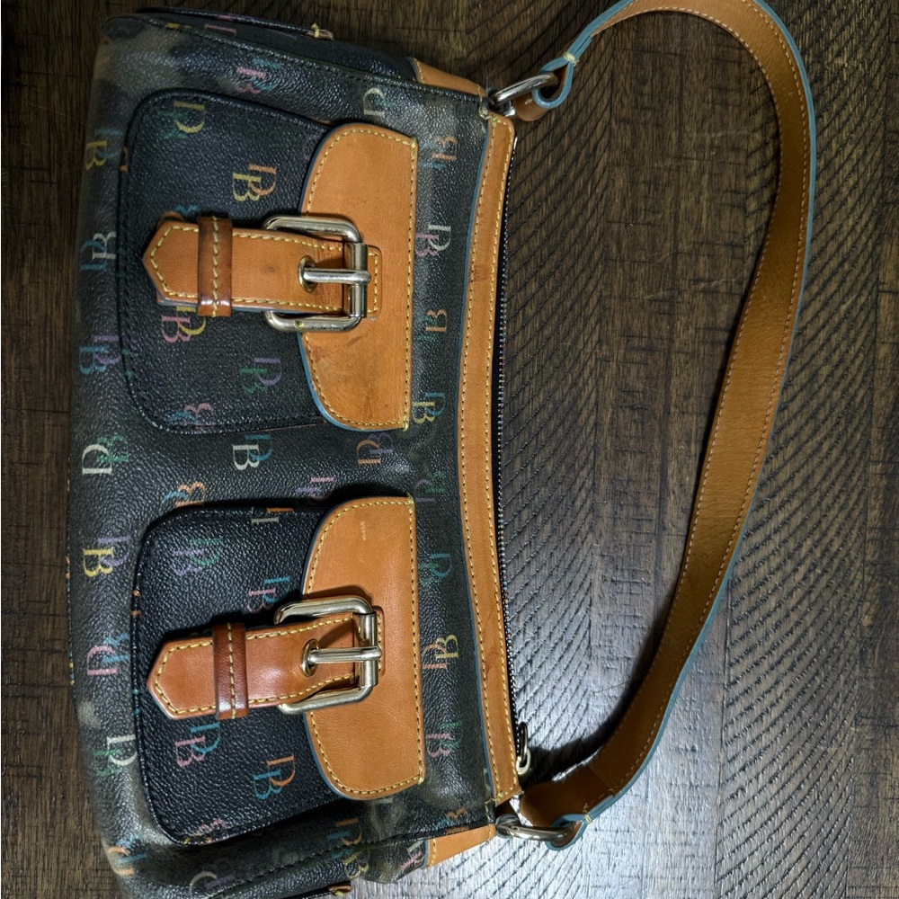 Dooney & Bourke Black and Tan Shoulder Bag